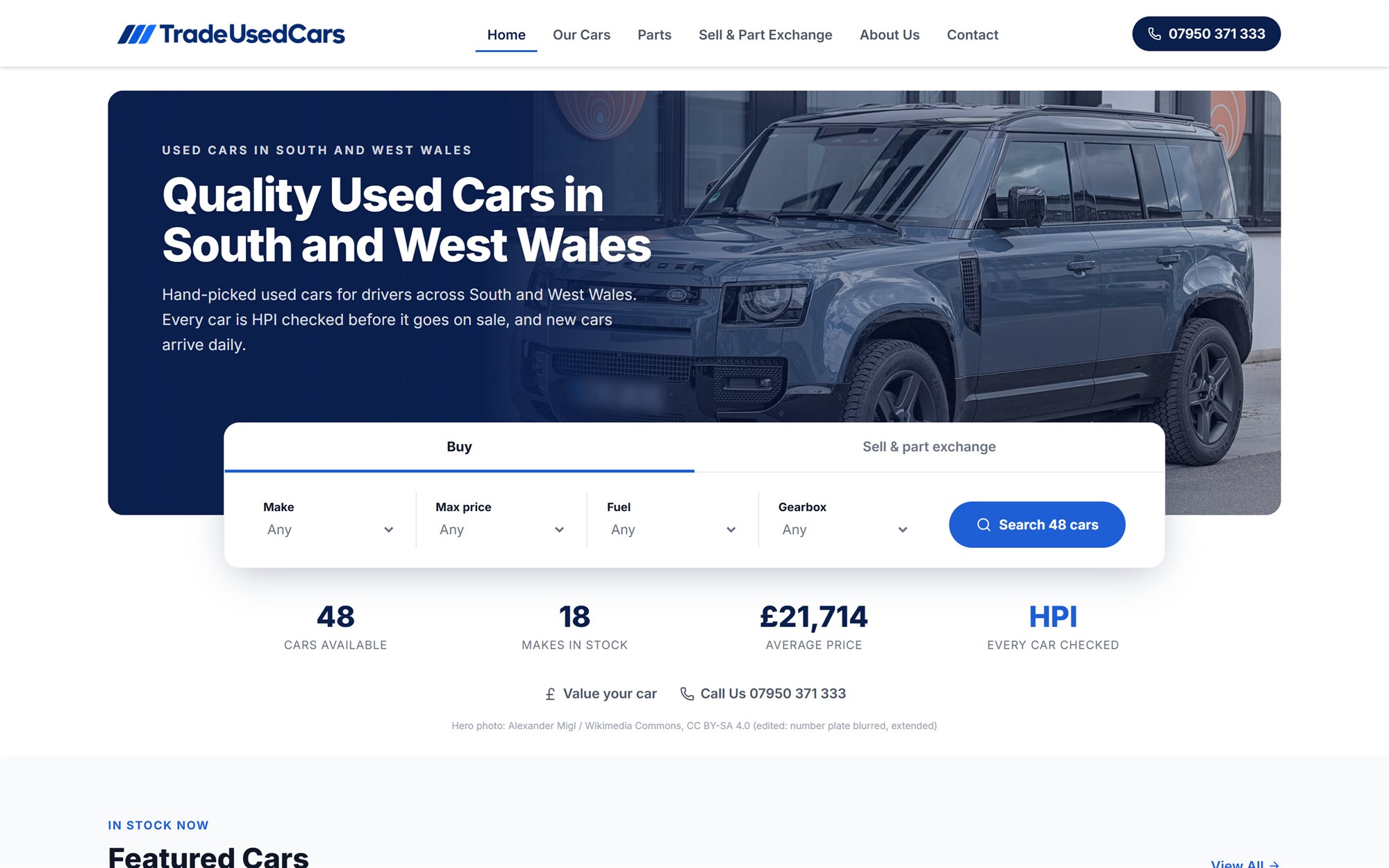 Trade Used Cars website